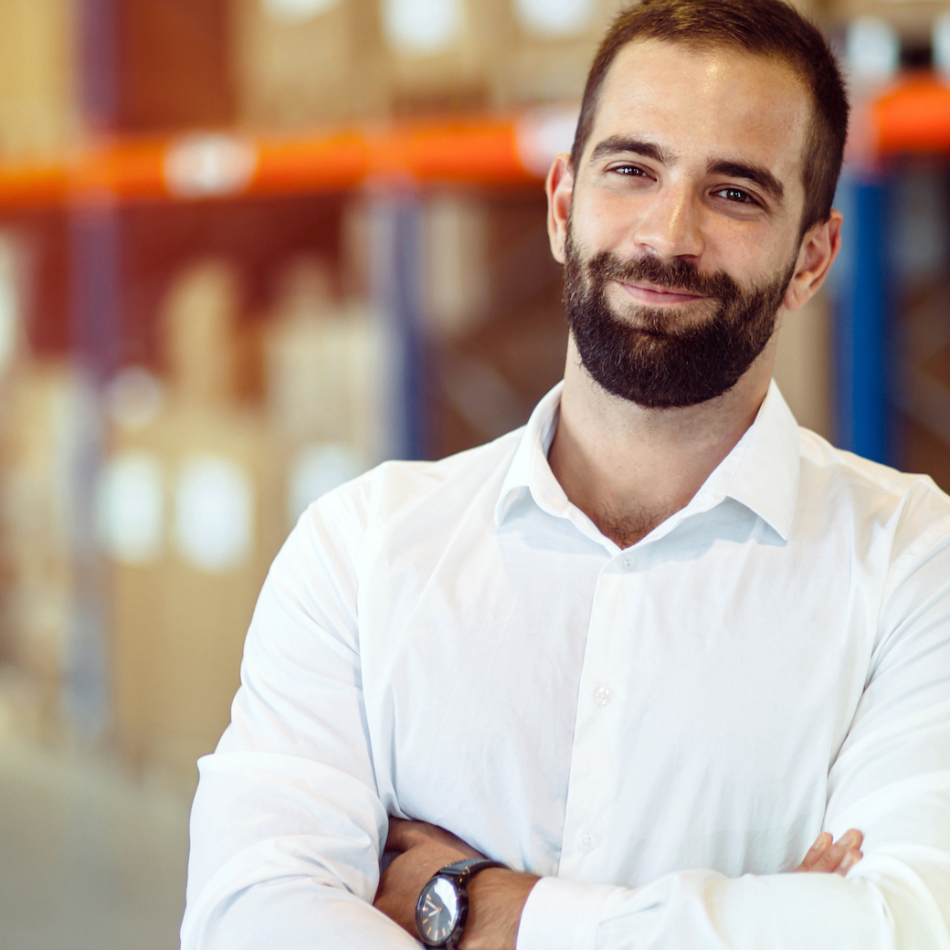 Logistics manager warehouse portrait